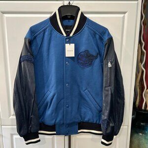COACH Leather/Cotton Logo Patch Varsity Jacket